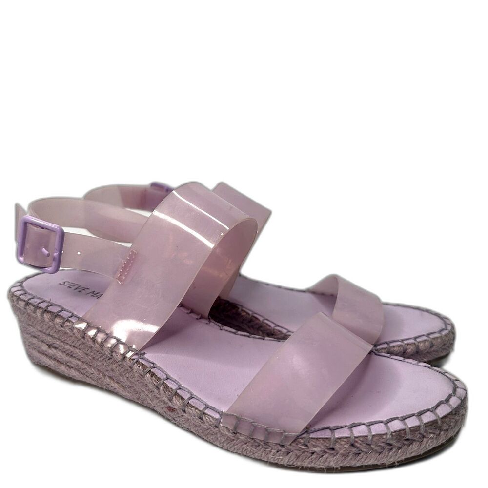 Steve Madden Girls Platform Wedge Sandal 4 Espadrille Jelly Strap Purple Lilac